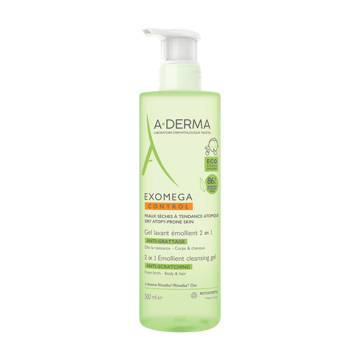 A-derma Exomega Control гель-пенка 2в1 для умывания