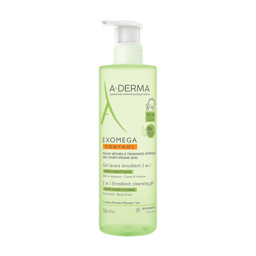 A-derma Exomega Control гель-пенка 2в1 для умывания