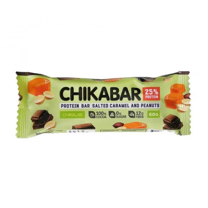 CHIKABAR Kikiriki i slana karamela prelivena proteinska pločica 