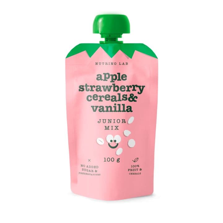 Nutrino Lab Junior Mix voćna kaša - jabuka, jagoda, žitarice i vanila