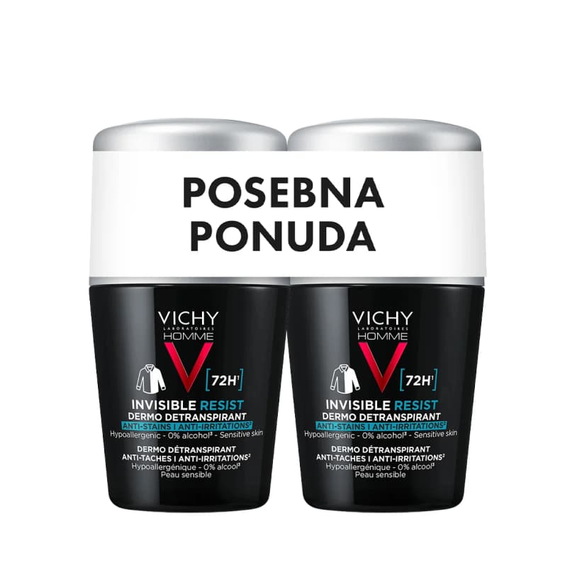 Vichy deo Roll-on Homme Invisible resist 72h, 2 x 50 ml PROMO